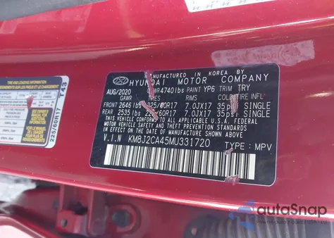 2021 Hyundai Tucson Se из США, поврежденный, VIN KM8J2CA45MU331720